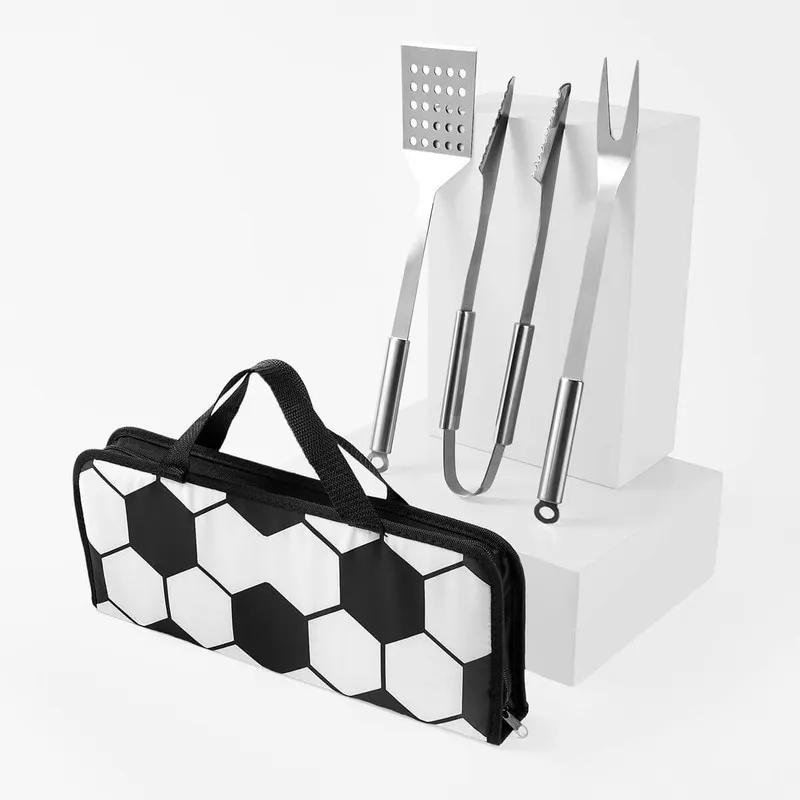 SET  DE BBQ SOCCER BLANCO CON NEGRO